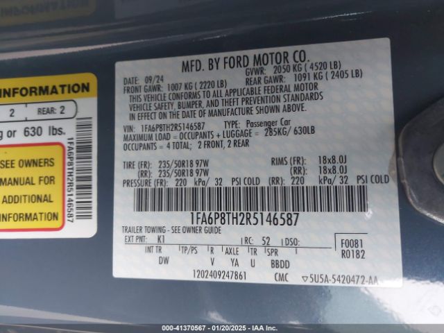 1FA6P8TH2R5146587 Ford Mustang Ecoboost Fastback