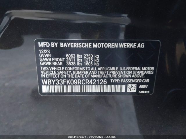 WBY33FK09RCR42126 BMW I5 Edrive40