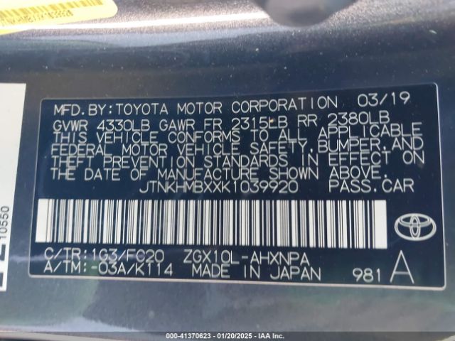 JTNKHMBXXK1039920 Toyota C-HR LE