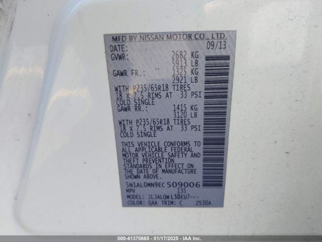 5N1AL0MN9EC509006 Infiniti QX60