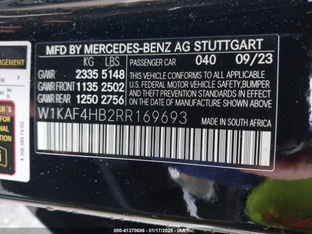 W1KAF4HB2RR169693 Mercedes-Benz C 300