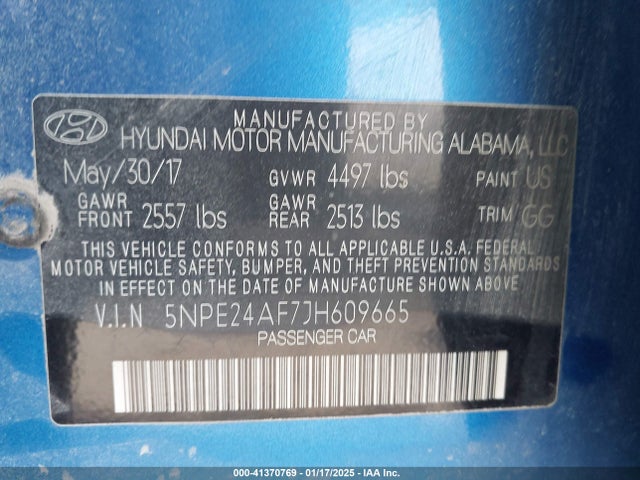 5NPE24AF7JH609665 Hyundai SONATA SE