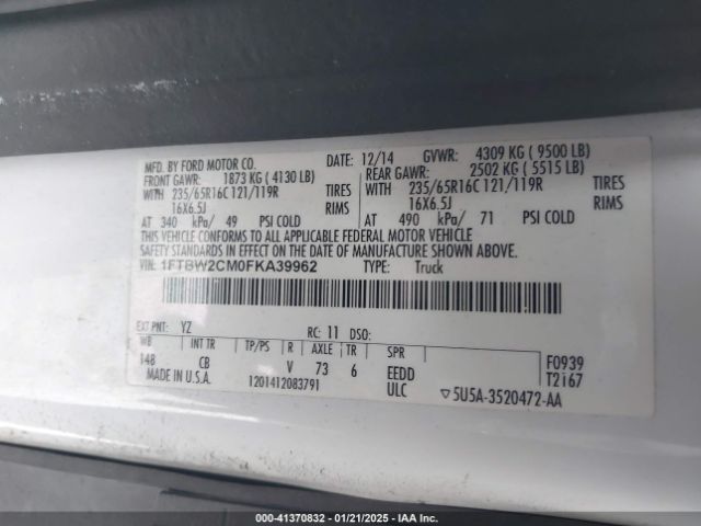 1FTBW2CM0FKA39962 Ford Transit-350