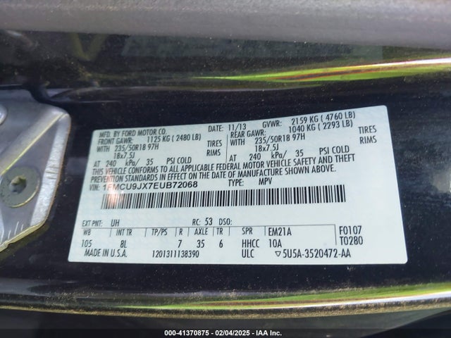 Ford Escape Titanium 2014 1FMCU9JX7EUB72068 Image 9