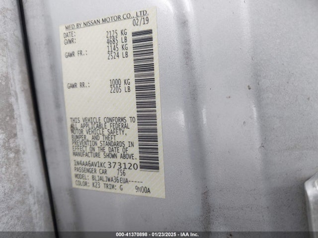 Nissan Maxima 3.5 Sv 2019 1N4AA6AV1KC373120 Image 9