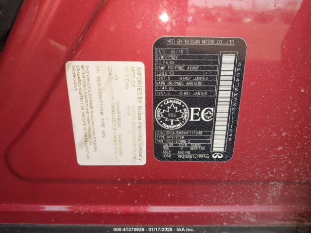 3PCAJ5M3XKF111548 Infiniti Qx50 Essential/luxe/pure