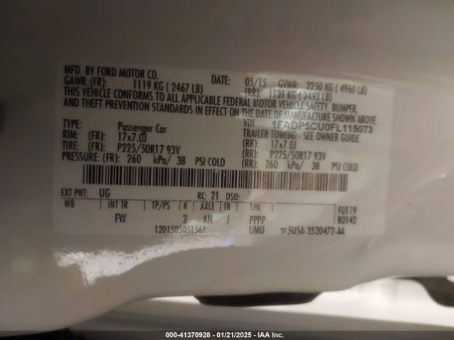 1FADP5CU0FL115073 Ford C-max Energi Sel