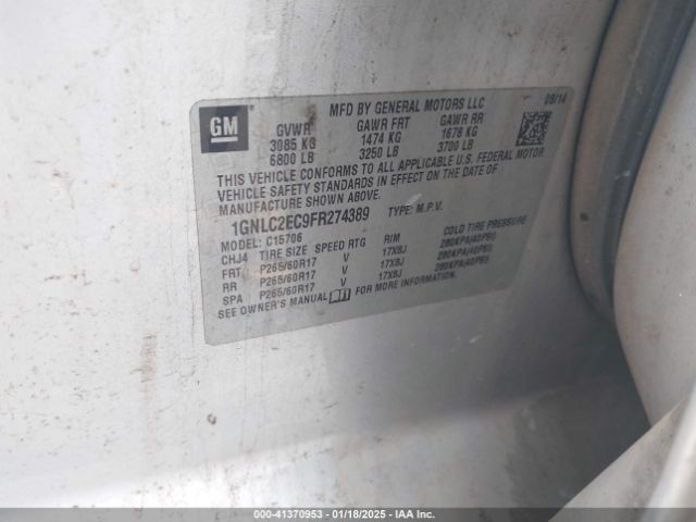 1GNLC2EC9FR274389 Chevrolet Tahoe Commercial Fleet