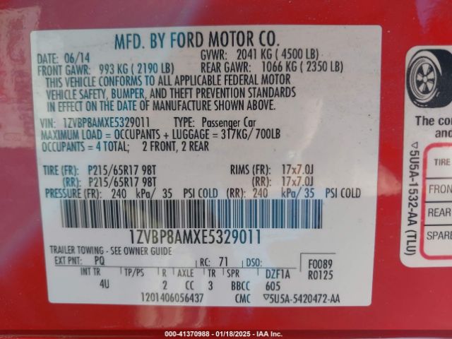 1ZVBP8AMXE5329011 Ford Mustang V6 Premium
