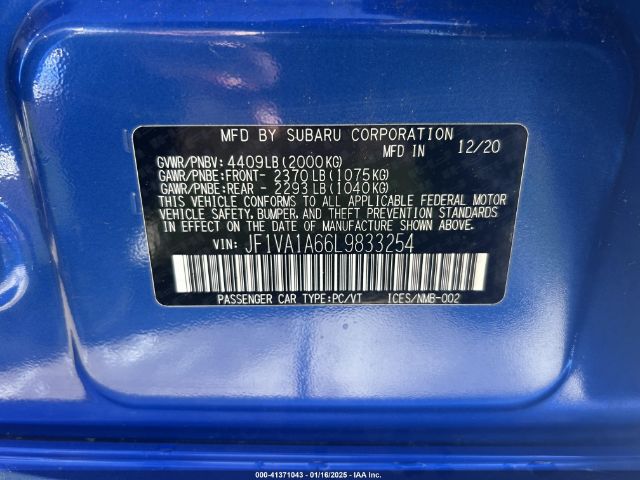 JF1VA1A66L9833254 Subaru WRX