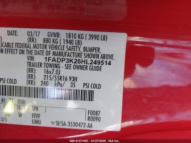 Ford FOCUS SE 2017 1FADP3K26HL249514 Image 9