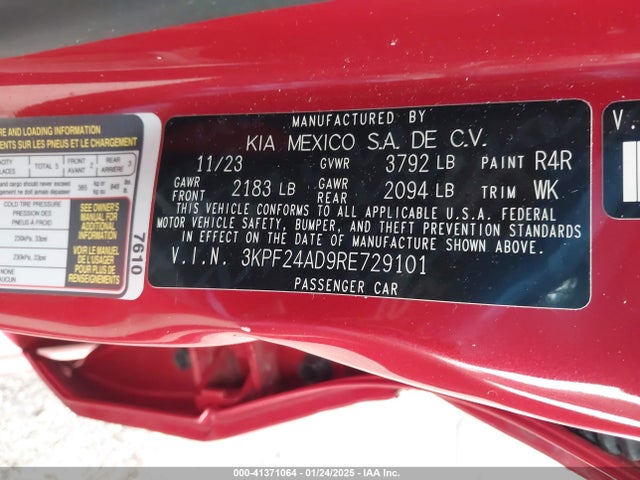 3KPF24AD9RE729101 KIA Forte Lxs
