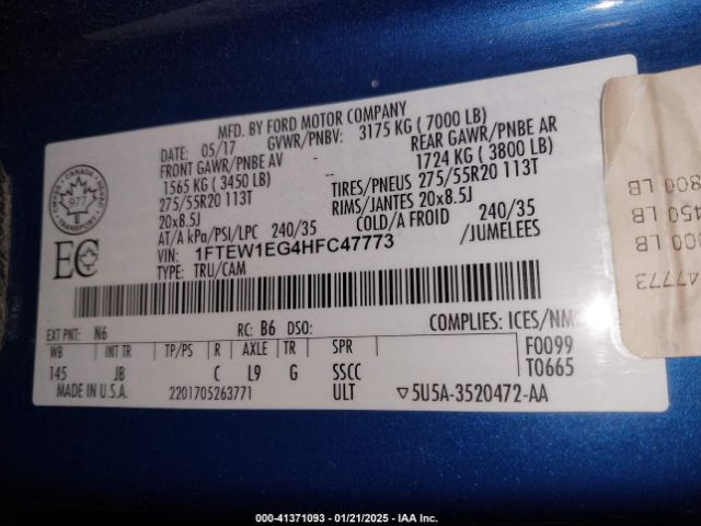 1FTEW1EG4HFC47773 Ford F-150 Xlt
