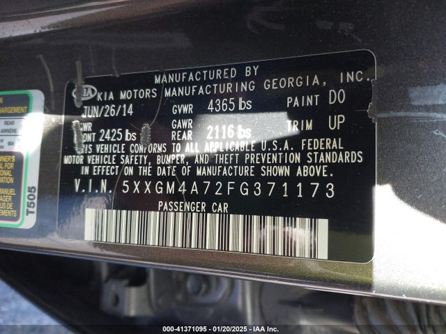 KIA Optima Lx 2015 5XXGM4A72FG371173 Image 9