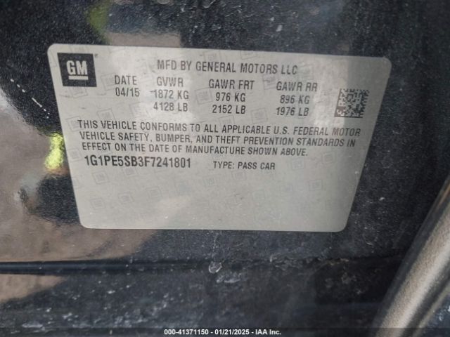 1G1PE5SB3F7241801 Chevrolet Cruze 2lt Auto