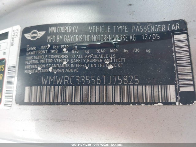 2006 MINI COOPER WMWRC33556TJ75825 Photo 8
