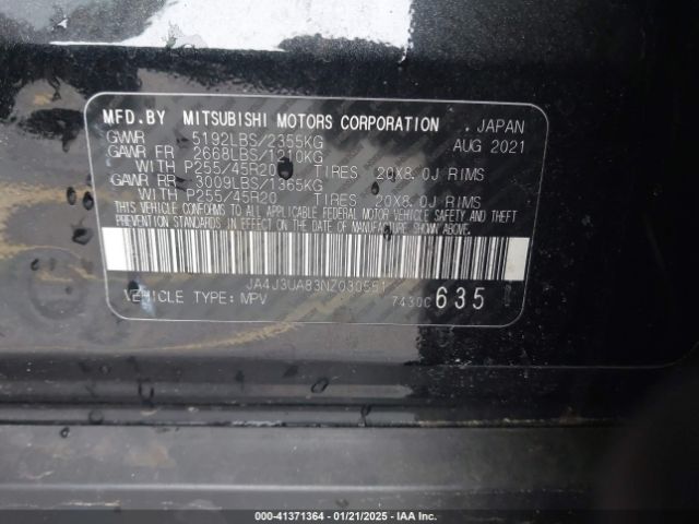 2022 MITSUBISHI OUTLANDER JA4J3UA83NZ030551 Photo 8