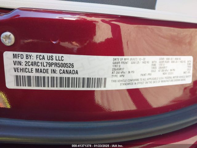 2C4RC1L79PR500526 Chrysler Pacifica Hybrid Touring L