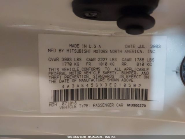 2003 MITSUBISHI ECLIPSE SPYDER 4A3AE45GX3E210502 Photo 8