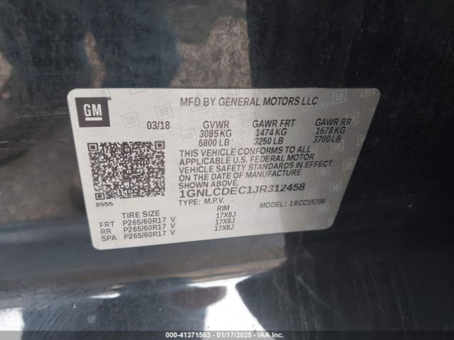 1GNLCDEC1JR312458 Chevrolet Tahoe Commercial Fleet