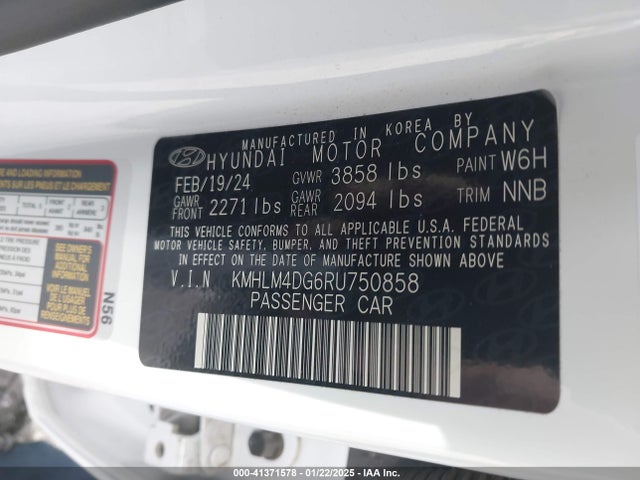 KMHLM4DG6RU750858 Hyundai mpi nu pe