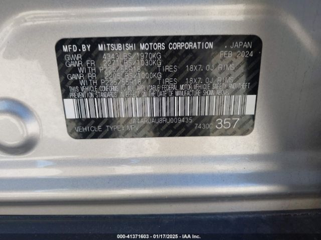 JA4ARUAU8RU009435 Mitsubishi Outlander Sport 2.0 Es Awc/2.0 Le Awc/2.0 Ralliart Awc/2.0 S Awc/2.0 Se Awc