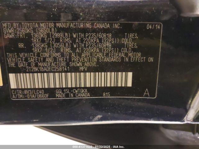 2T2BK1BA0FC258141 Lexus RX 350