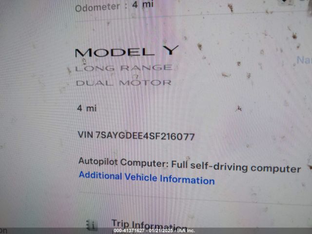 7SAYGDEE4SF216077 Tesla Model Y Long Range Dual Motor All-wheel Drive