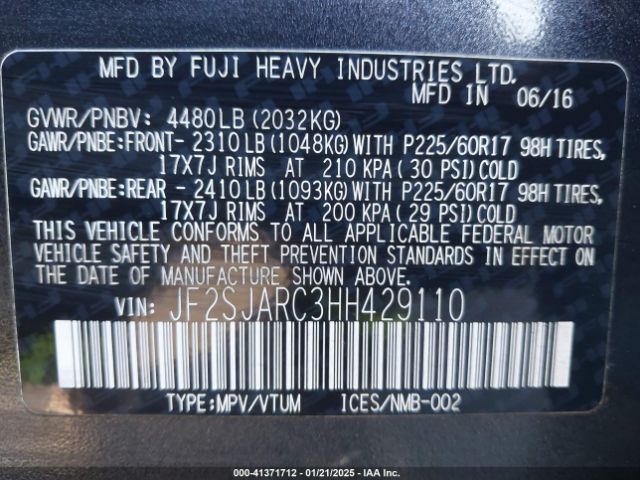 2017 SUBARU FORESTER JF2SJARC3HH429110 Photo 8