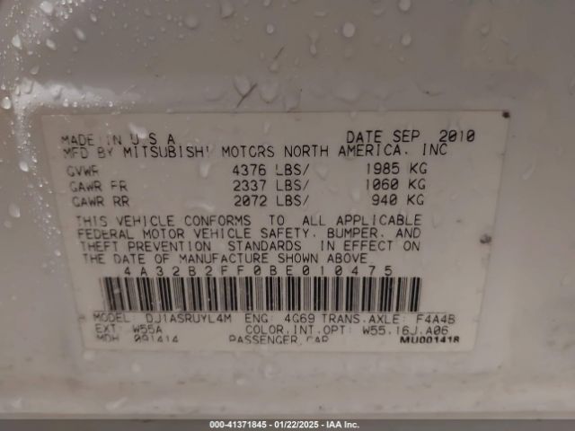 2011 MITSUBISHI GALANT 4A32B2FF0BE010475 Photo 8