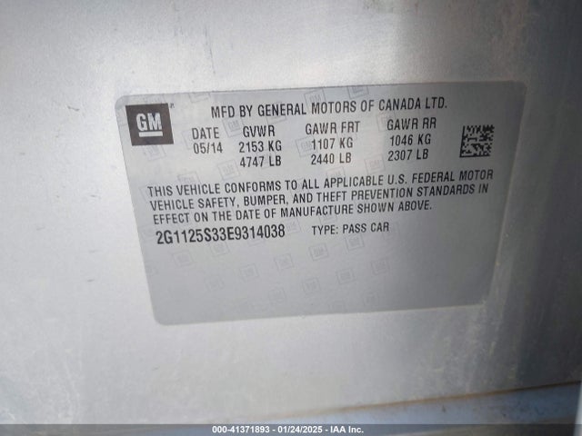 Chevrolet lfx 2014 2G1125S33E9314038 Image 9