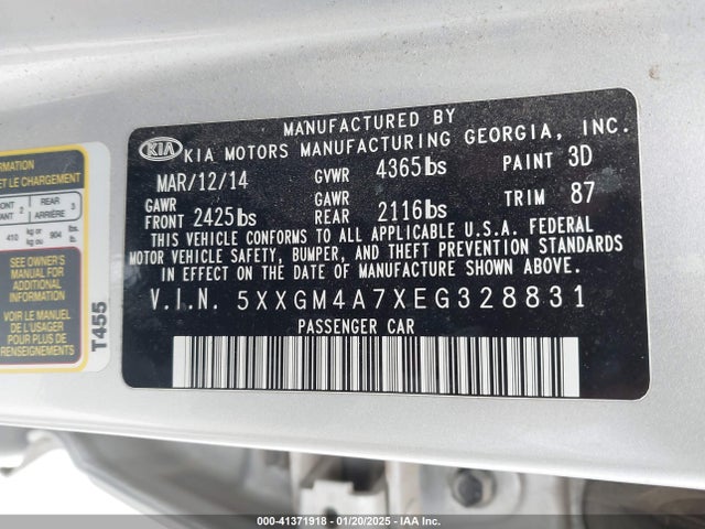 5XXGM4A7XEG328831 KIA Optima Lx