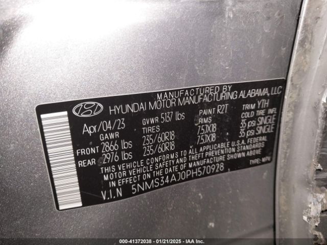 5NMS34AJ0PH570928 Hyundai Santa Fe Sel