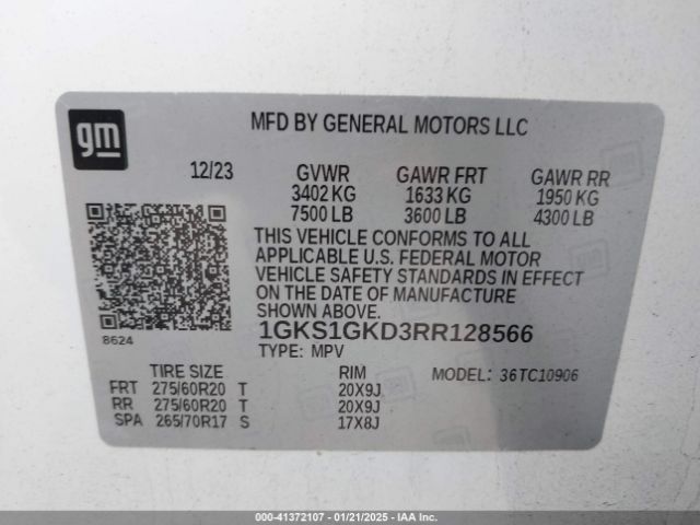 2024 GMC YUKON XL 1GKS1GKD3RR128566 Photo 8