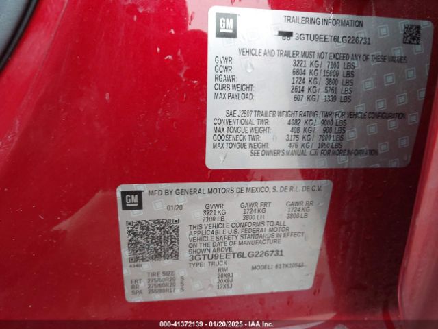 3GTU9EET6LG226731 GMC Sierra 1500 4wd  Short Box At4