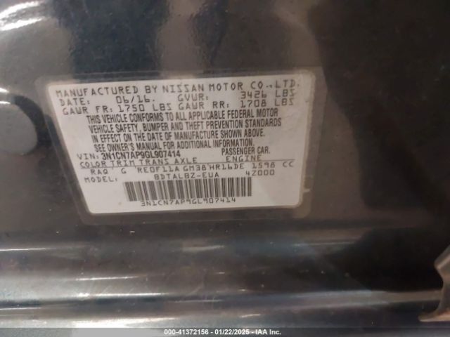 3N1CN7AP9GL907414 Nissan Versa 1.6 Sv