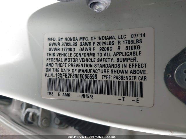 Honda r18z1 2014 19XFB2F80EE065698 Image 21