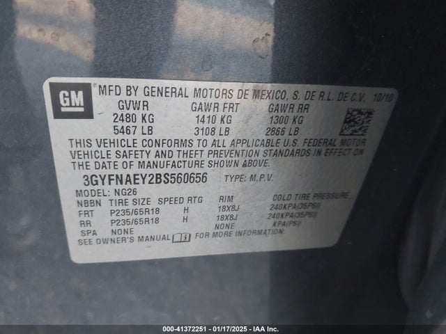 2011 CADILLAC SRX 3GYFNAEY2BS560656 Photo 8