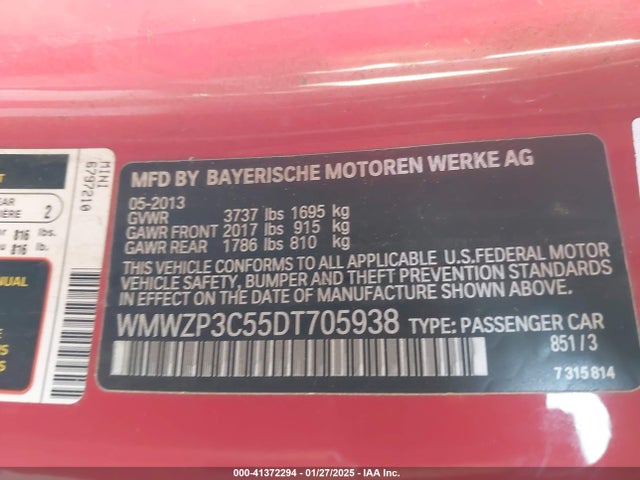 2013 MINI CONVERTIBLE WMWZP3C55DT705938 Photo 8