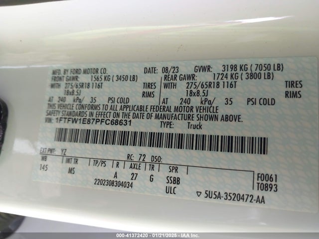 1FTFW1E87PFC68631 Ford F-150 Xlt