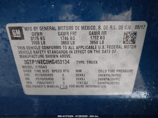 3GTP1NEC0HG453134 GMC Sierra 1500 Slt
