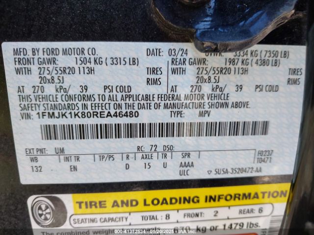1FMJK1K80REA46480 Ford Expedition Limited Max