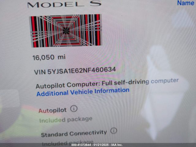 5YJSA1E62NF460634 Tesla Model S Plaid Tri Motor All-wheel Drive