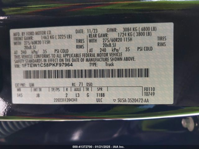 1FTEW1C58PKF97964 Ford F-150 Xl
