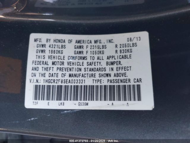 1HGCR2F85EA003331 Honda Accord Ex-l