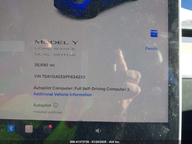 7SAYGAEE8PF624233 Tesla Model Y Awd/long Range Dual Motor All-wheel Drive
