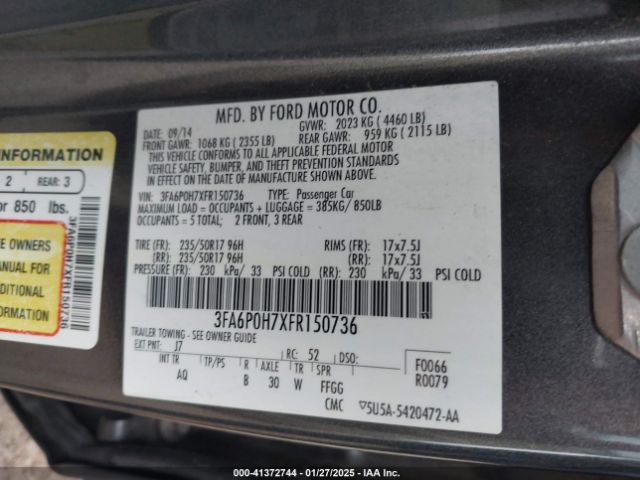 3FA6P0H7XFR150736 Ford FUSION SE