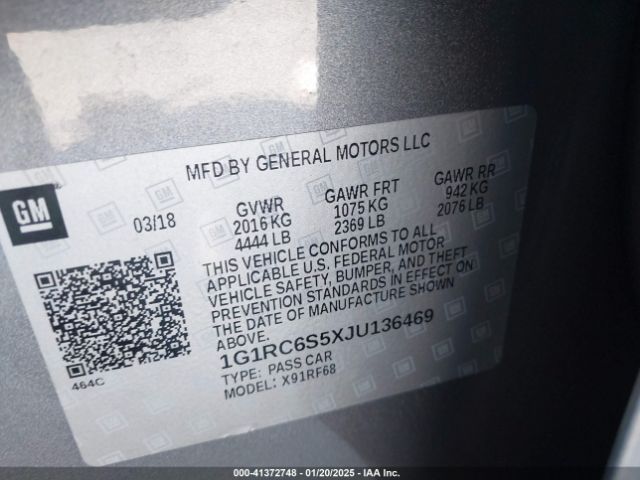 1G1RC6S5XJU136469 Chevrolet VOLT LT