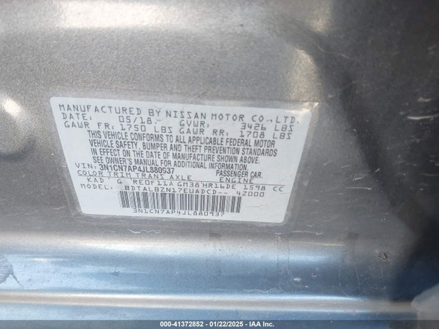 Nissan Versa 1.6 Sv 2018 3N1CN7AP4JL880937 Image 9