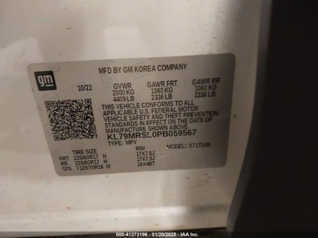 KL79MRSL0PB059567 Chevrolet Trailblazer Awd Lt